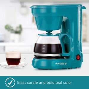 Holstein Housewares HH-0914701E 5-Cup Coffee Maker, Teal